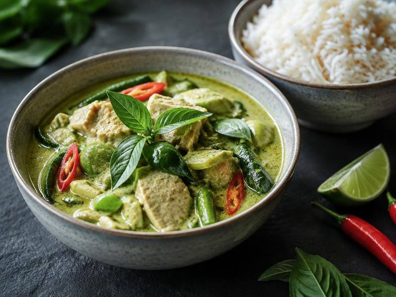 Thai Green Curry with Chicken and Thai Basil